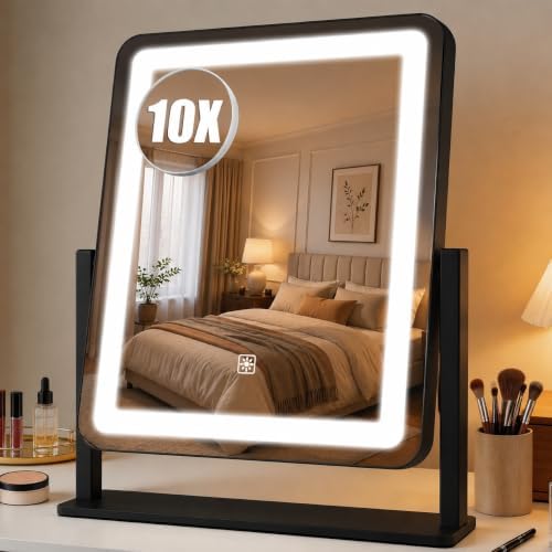 Vanity Mirror with Lights, 12.2" x 15" Large LED Makeup Mirror with Light by BEAROLVE