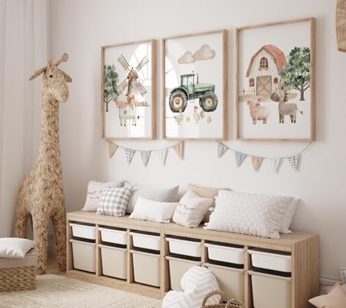 Nursery Farm Animal Wall Art Decor Baby Animal Canvas Prints Nursery Kids - Image 3