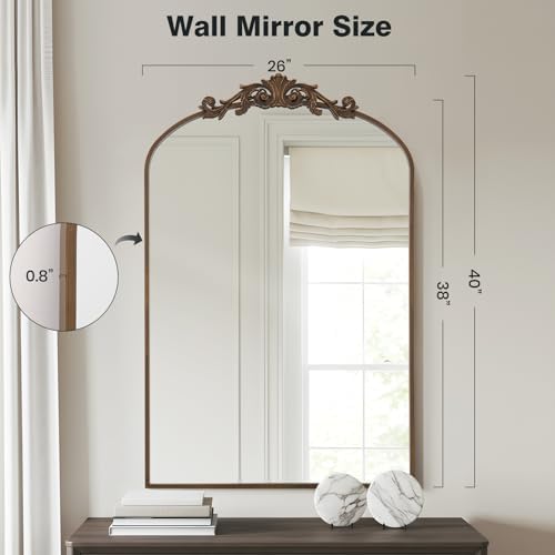 Filigree Arched Wall Mirror 26"x38" Retro Wall-Mounted Mirror - Image 2