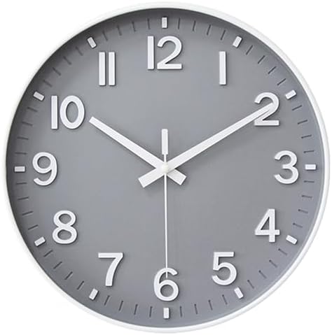 HZDHCLH 10 Inch Wall Clock Battery Operated Silent Non Ticking Gray Modern by HZDHCLH