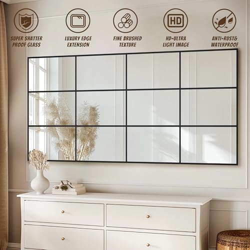 Antok Wall Mirror, Metal Framed Wall Mounted Mirror, Hanging or Leaning - Image 6