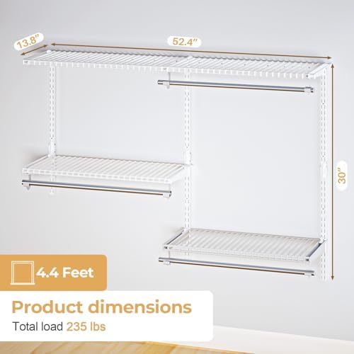 Sturdy Closet Organizer System: 4.4 Ft. Custom Metal Wire Shelving - Image 6