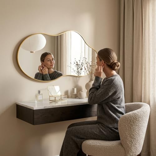 Irregular Wall Mirror 24×40 Inch Wall Mirrors Decorative Gold Modern - Image 3