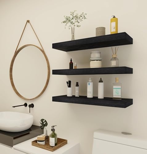 Vervida® Black Floating Wall Shelves 24in Set of 6 Holds 37 Lbs Hidden - Image 6