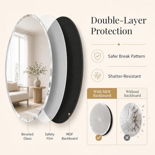 24 Inch Round Frameless Beveled Wall Mirror - Image 6