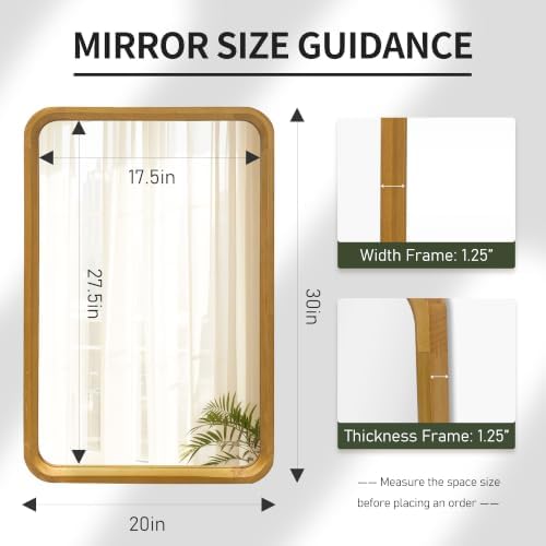 Wood Bathroom Mirror for Wall, Rectangle 20 x 30 Inch Vanity Mirror - Image 7
