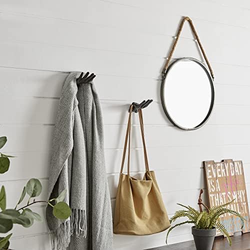 Danya B. "Palms Up Dark Brown Cast Iron Wall Mount Hook Set, Entryway Hooks or - Image 5