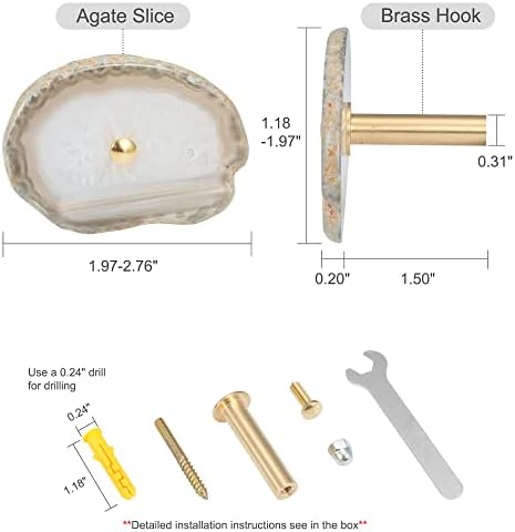 CozyTower 4 Pcs Unique Agate Wall Hooks - Image 2