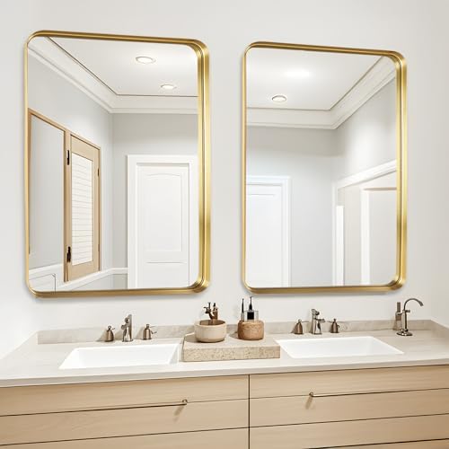 Gold Bathroom Vanity Mirror Over Sink 30x36, Large Wall Mounted Mirror - Image 3