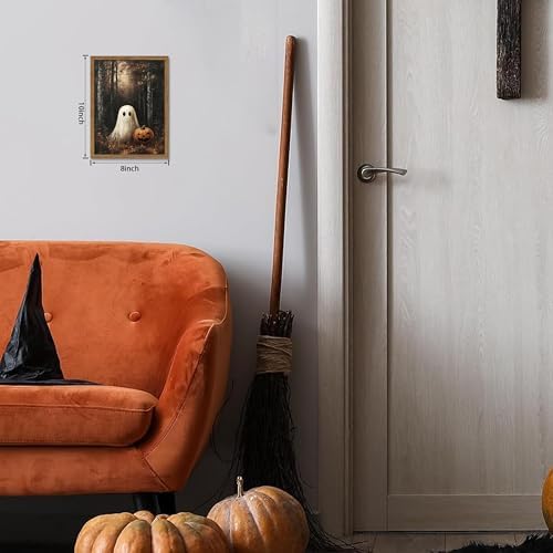 Framed Vintage Halloween Ghost Wall Art, Cute Ghost - Image 4