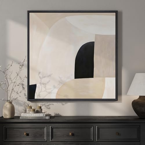 Framed Square Neutral Minimalist Abstract Wall Art by Cuspin