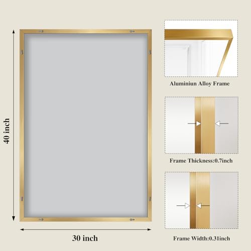 Koonmi Gold Mirrors for Wall, 30x40 Inch Bathroom Mirror, Rectangular Wall - Image 2