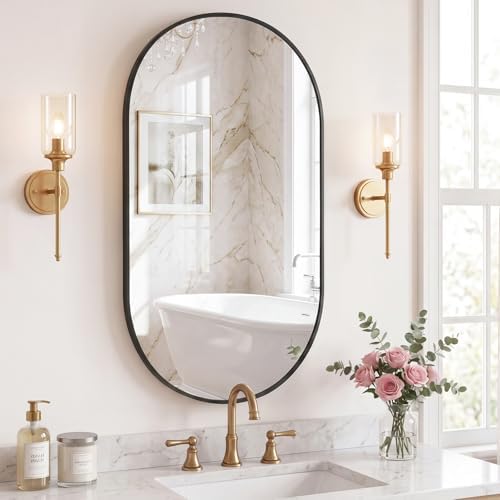 Sweetcrispy Oval Bathroom Wall Mirror, Vanity Mirror, 24x36 Inch - Image 3