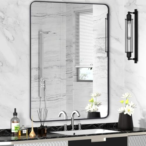Black Framed Bathroom Mirror, Matte Black by Minuover