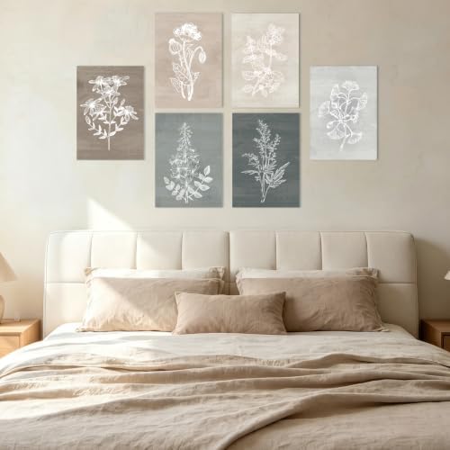 BINCUE Neutral Botanical Plant Canvas 6 Pieces Rustic Farmhouse Wall Art - Image 5