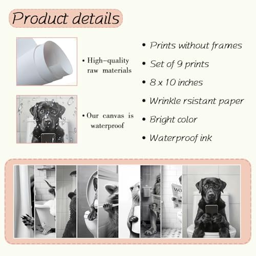 Msvenors Funny Bathroom Wall Art Set of 9 - Image 7