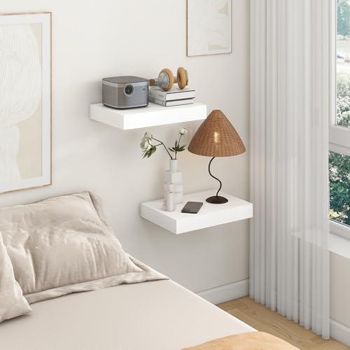 FLYJOE 12 Inch Deep Floating Shelves, 16 Inch White Wall Shelves Set of 2 - Image 6