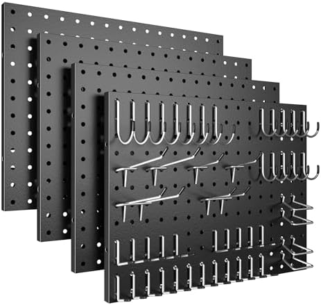 Spampur Peg Board, 4 Pack Metal Black Pegboard Panels by Spampur