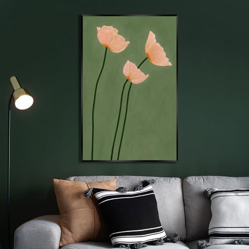 Olive Green Botanical Wall Art Vintage Peony Blush Trio Poster Prints - Image 2