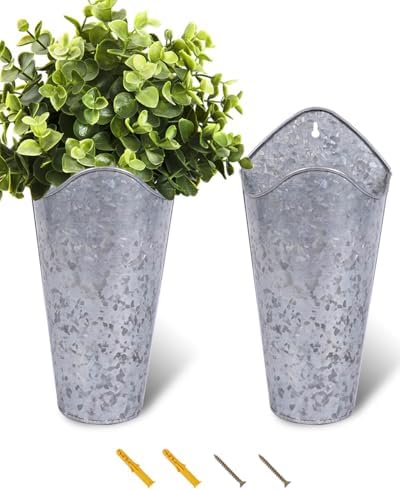 vensovo 2 Pack 12 Inch Galvanized Wall Planters by vensovo