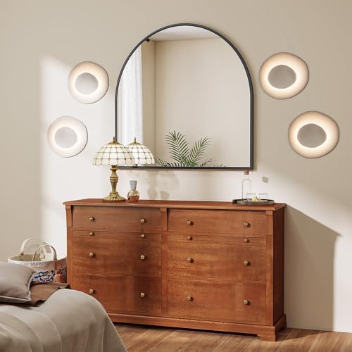 VooBang Wide Arched Wall Mirror, 38 x 40 inch Arch Bathroom Mirror Black by VooBang