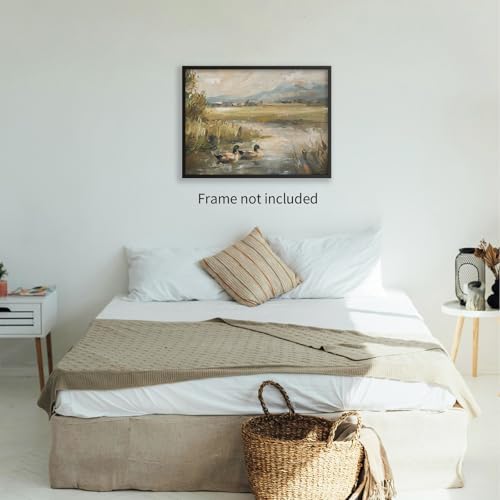 Haitunone Mallard Duck Pond Poster Animal Farmhouse Canvas Wall Art Vintage - Image 6