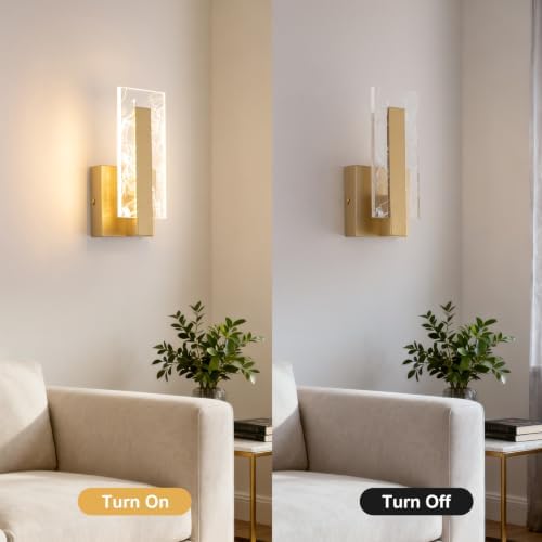 Modern Wall Sconces Set of Two, Hardwired Gold Wall Light Lighting, 3000K Warm - Image 5