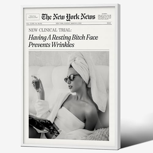 Funky Girl Preppy Aesthetic Posters Black And White Newspaper Wall Art 24x36in by Unknown