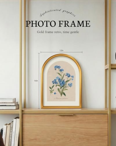 VIYYIEA Gold Arched Floral Wall Art, Vintage Botanical Flower Canvas Print - Image 5