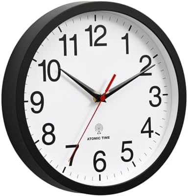 Rohioue Wall Clock Analog 10 Inch Atomic Battery Operated Silent Clock - Image 2