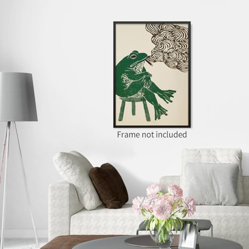 Vintage Japanese Wall Art Funny Frog Smoking a Cigarette Poster Retro Oriental - Image 7