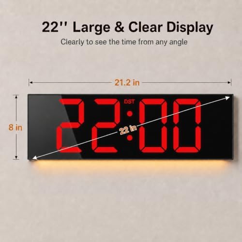 JALL 22" Extra Large Digital Wall Clock, Giant LED Display - Image 2