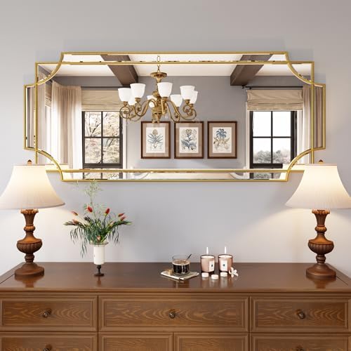 Kelly Miller 26"x52" Gold Foil Scalloped Edge Decorative Vanity Wall Mirror - Image 2