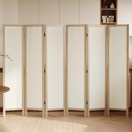 Linen Room Divider Privacy Screen, Foldable Wood Frame Partition Room Dividers - Image 6