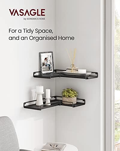 VASAGLE Corner Shelf Wall Mount Set of 2, Small Corner Floating Shelves - Image 3