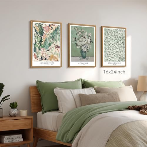 CAZLOUC Matisse Van Gogh William Morris Wall Art Set of 3, Sage Green Bathroom - Image 2