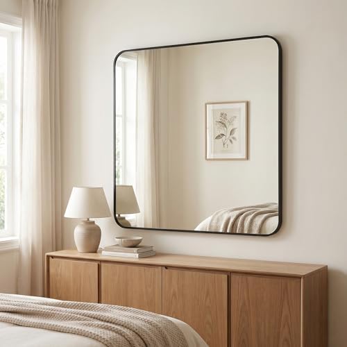 BEAUTYPEAK 39" x 39" Rectangular Wall Mounted Bathroom Mirror - Image 4