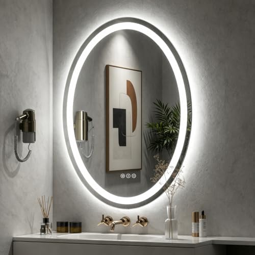 SMIROR 28x36 Oval LED Bathroom Mirror, Lighted Vanity Mirror by SMIROR