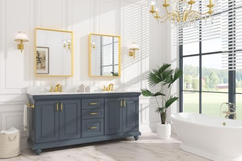 Keonjinn 24x30 Inch Gold Bathroom Mirror - Image 2