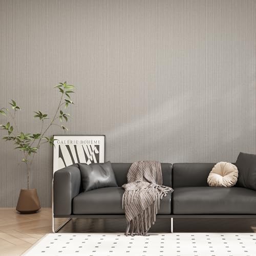 Mocha Brown Grasscloth Peel and Stick Wallpaper Linen 24"x394" - Image 6