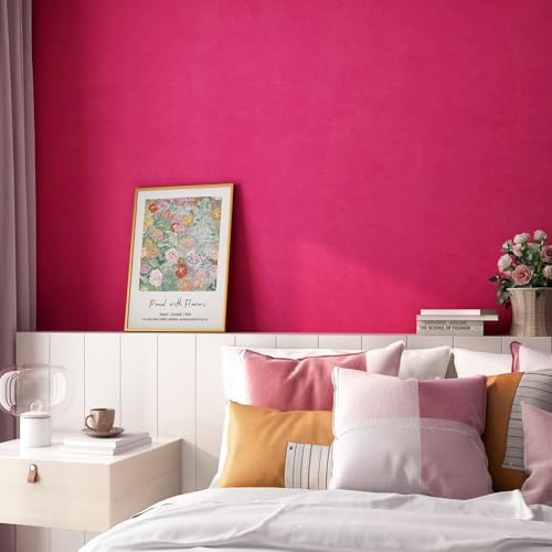 Stickyart Hot Pink Wallpaper Peel and Stick Soft Textured Velvet Wall Paper - Image 4