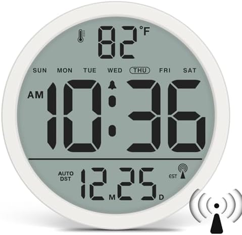 WallarGe Digital Atomic Wall Clock Battery Operated, 8 Inch Large Display by WallarGe