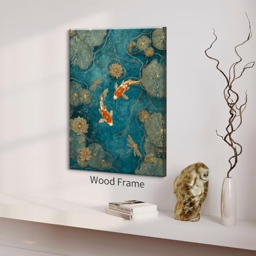 Japanese Koi Fish Zen Framed Canvas Wall Art Traditional Oriental Asian Prints - Image 4
