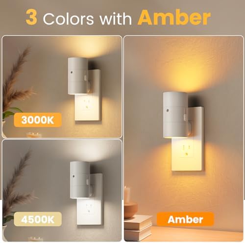VOLISUN Night Light, Dimmable Led Night Lights Plug into Wall, Amber/3000K/4500K - Image 2