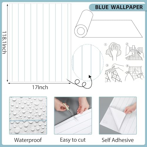 Colarr Notebook Peel and Stick Wallpaper 17'' x 118'' Classroom Wallpaper - Image 2