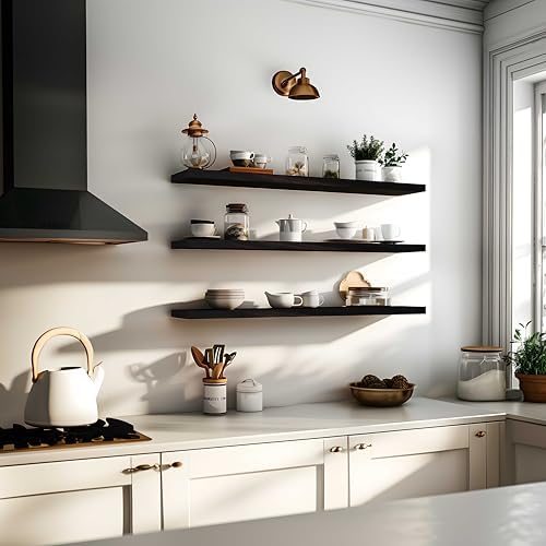 48 Inch Brown Wood Floating Shelves - Image 3