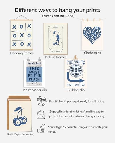 KBKBART 12 Pcs Blue Lucky Poster, Playing Card Wall Art, Poker Room Decor - Image 3