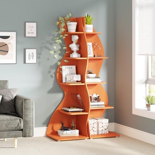 Tribesigns Corner Shelf, Modern 5-Tier Wall Corner Bookshelf, Stylish Corner - Image 2