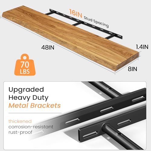Live Edge Floating Shelves for Wall, Farmhouse Floating Shelf for Living Room - Image 2