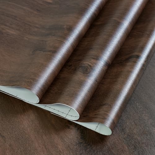 48x354inch Extra Wide Dark Brown Wood Grain Wallpaper Walnut Contact Paper Peel by TOTIO